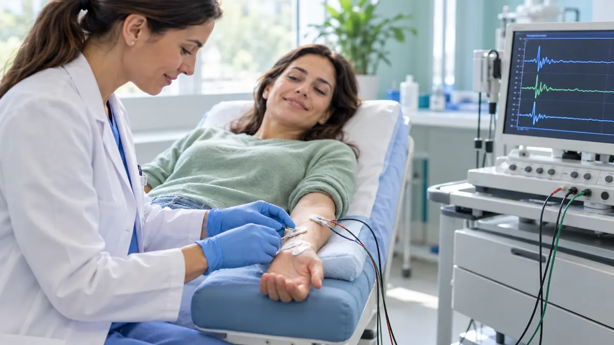 Prueba neurológica en consulta clínica